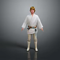 Man Wearing White Robe Beige Pants And White Boots With Utility Belt On Gray Background