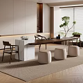 -Ji Feng Tea Table Tea Table and Chair Tea Table and Chair Combination Tea Table Large Plate Table Long Table 3d model