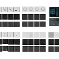 Modern Switch Panels With White Black Gray Sockets And Smart Control Screen 3d model
