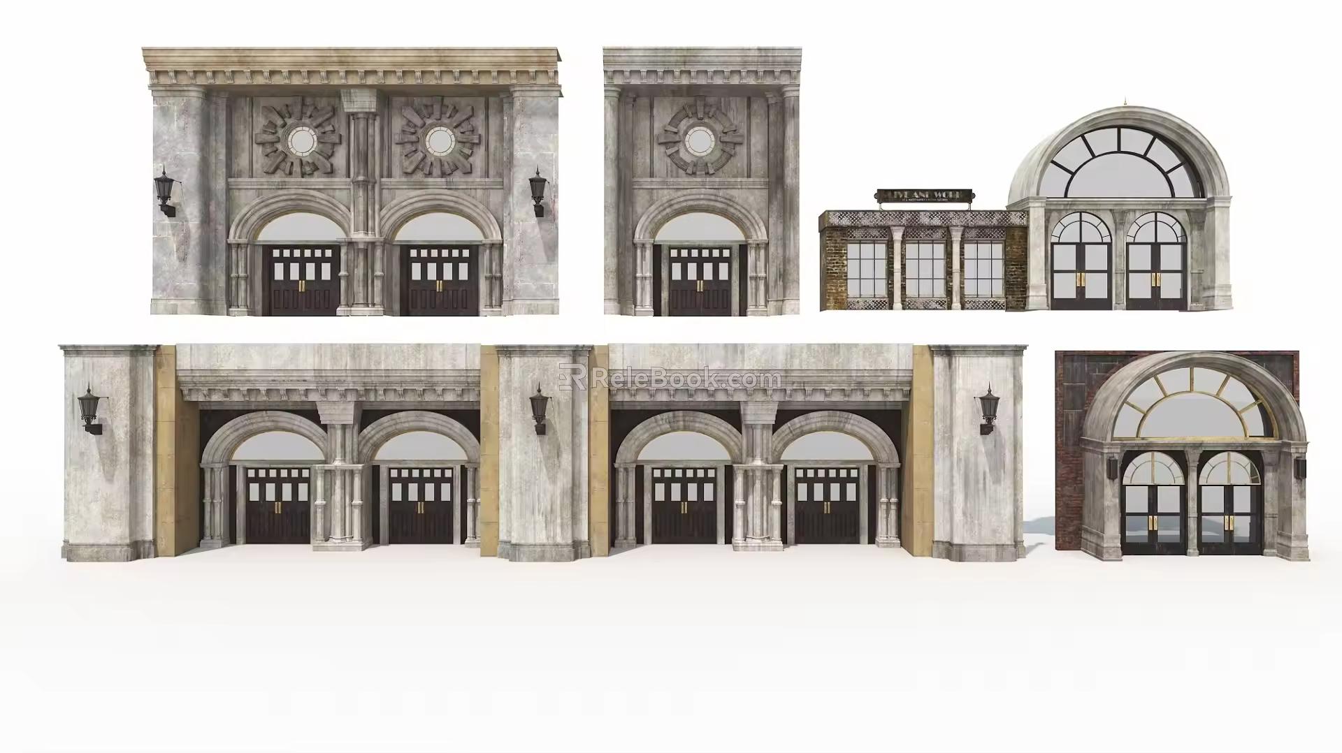 windows retro windows wall european doors and windows building components 3d model