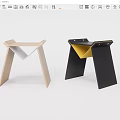 Two Modern Coffee Tables With Light Wood And Black Geometric Frame Structures 3d model