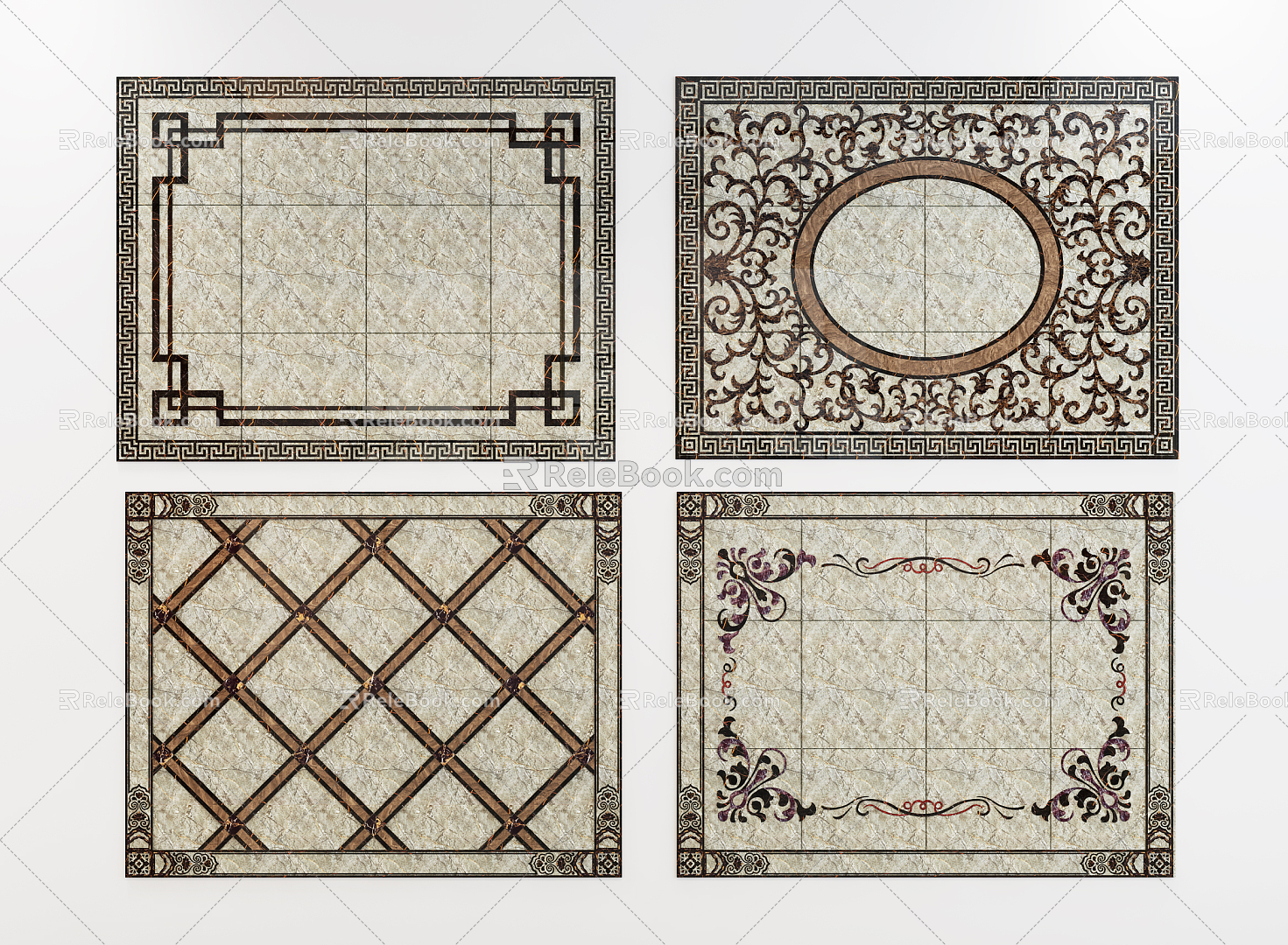 New Chinese Tile Square Stone Mosquet 3d model