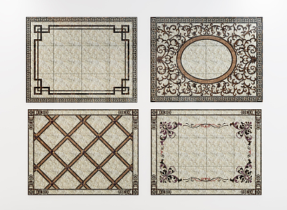 New Chinese Tile Square Stone Mosquet 3d model