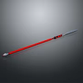 Traditional Red Shaft Silver Spearhead Weapon with Black Connector and Classic Long Handle