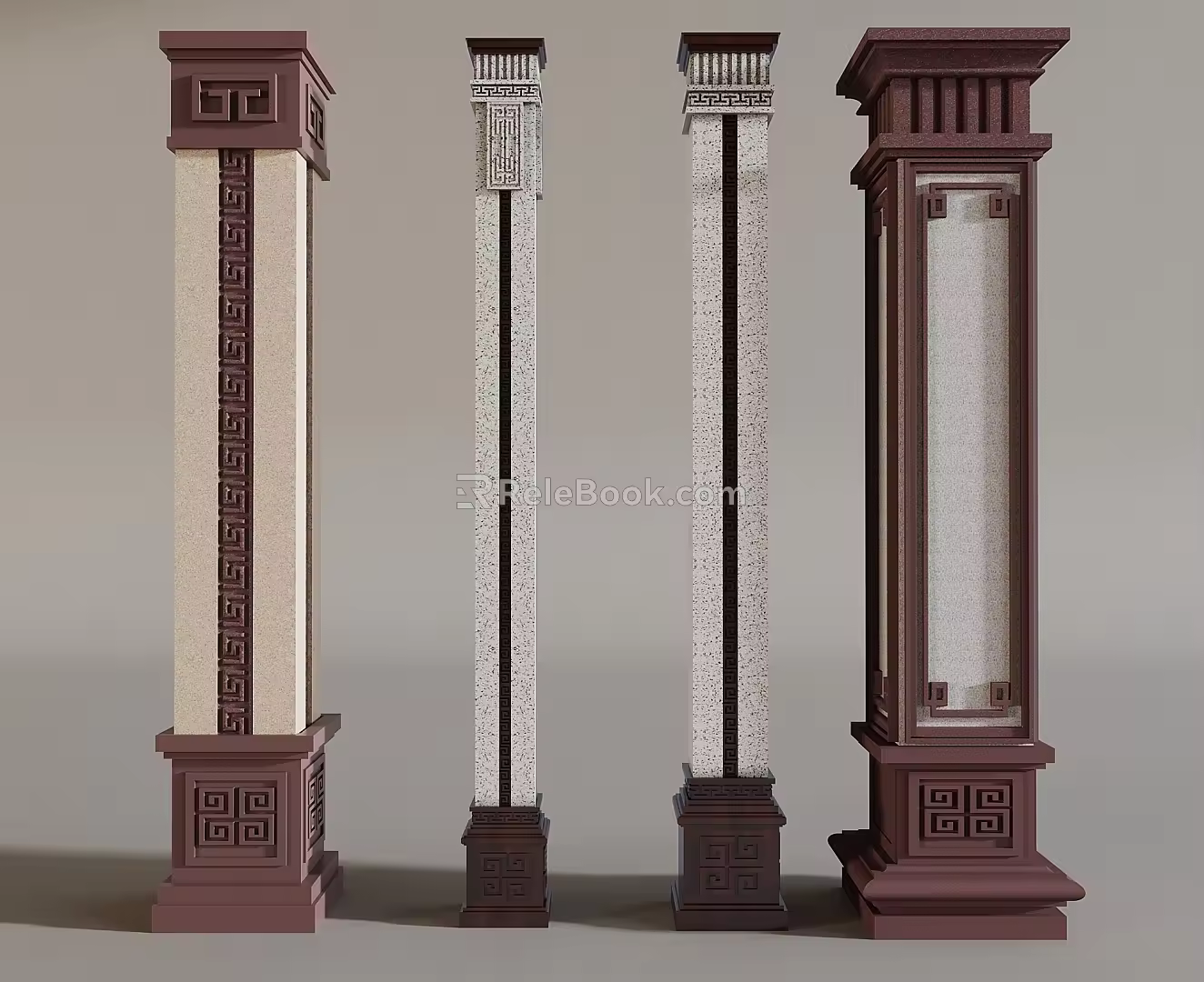Chinese-style Column New Chinese-style Square Column 3d model