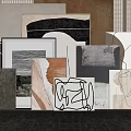 Modern Abstract Framed Wall Paintings With Various Sizes In Neutral Black White Tones