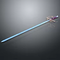 Ornate Sword With Blue Blade And Purple Gold Hilt Decoration