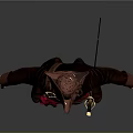 Pirate Themed Game Movie Character With Black Coat Red Sash Sword At Waist Standing Pose