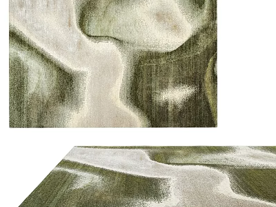 Abstract Green Beige Square Rug With Flowing Natural Texture Patterns 3d model
