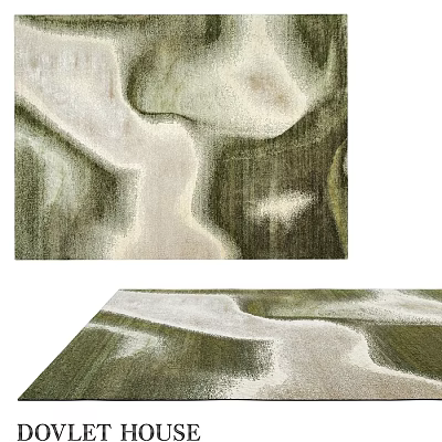 Abstract Green Beige Square Rug With Flowing Natural Texture Patterns 3d model