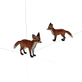 Two Detailed Red Fox Toy Figurines Standing On White Background