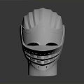 Medieval Weapon Helmet with Silver Metallic Finish and Striped Face Design