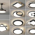 Modern Minimalist Ceiling Lights Featuring Various Shapes Including Round Square Hexagonal And Star Design 3d model