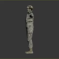 Military Soldier Figure Wearing Camouflage Uniform Helmet Face Mask And Arms Outstretched