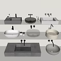 Modern wash basin faucet counter basin combination 3d model