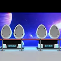 Starry Space Themed Photo Spot With Egg Shaped Pods And Cosmic Background