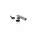 Modern Negotiation Table With Round Top Leather Stitched Chairs And Metallic Strips