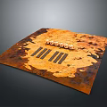 Rusty Orange Landscape Terrain With Scattered Stones And Dark Striped Patterns