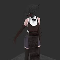 A Woman in Dark Headpiece White Shirt and Brown Apron with Long Gloves