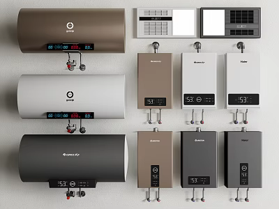 Robam Various Style Water Heaters With Temperature Control And Installation Accessories 3d model
