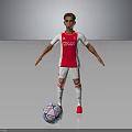 Young Soccer Player in Red and White Jersey Full Body Pose with Colorful Soccer Ball