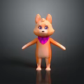 Cute Orange 3D Cartoon Dog Character With Purple Bowtie Standing Pose