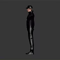 Black Tactical Uniform With Long Sleeve Top Multiple Pockets Pants And Cap