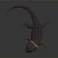 Spiked Back Reptile Lizard With Vibrant Orange Eyes And Detailed Skin