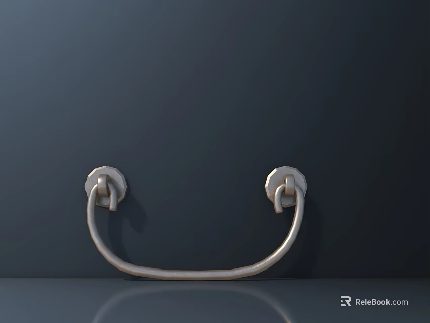 Sleek Polished Metal Handle with Curved Shape and Smooth Surface on Dark Background 3d model 