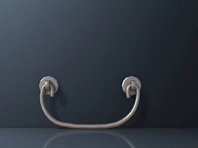 Sleek Polished Metal Handle with Curved Shape and Smooth Surface on Dark Background 3d model