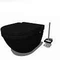 Black Modern Toilet Design With Toilet Brush And Transparent Base