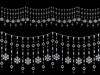 Snowflake Decorated Hanging Ornaments For Winter With Round Elements And Festive Design 3d model