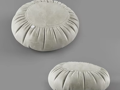 Light Gray Round Velvet Cushions With Wrinkled Design For Home Use 3d model
