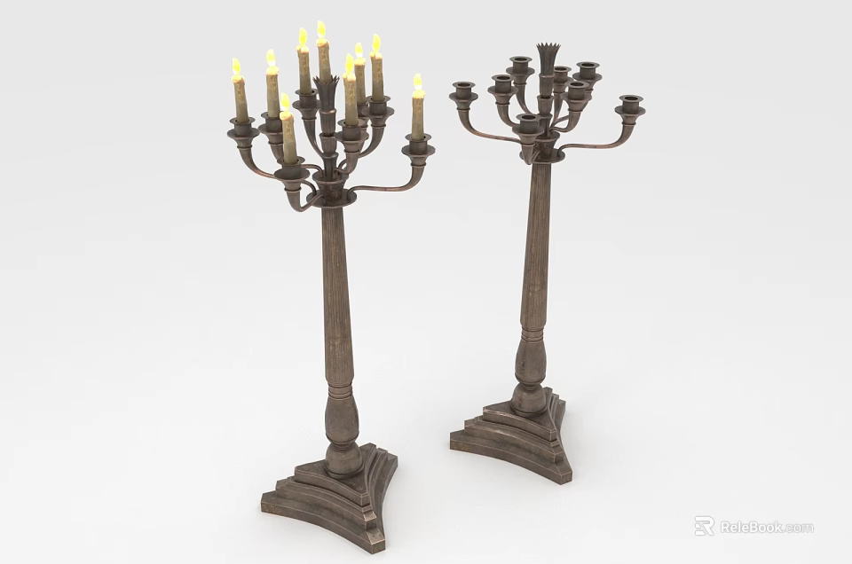 Floor Standing Classic Candelabra With Multiple Candle Branches And Sturdy Base 3d model 