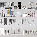 Clothing Display With Hangers Mirrors Bags And Plants In Retail Setup