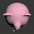 Adorable Pink Creature Character With Big Blue Eyes And Black Ears Standing On Dark Surface