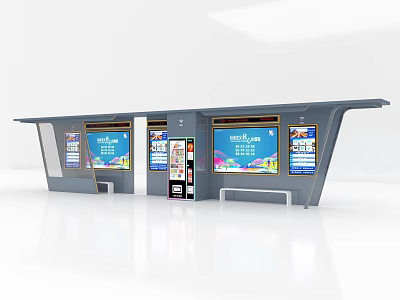 Modern Bus Shelter With Digital Displays Advertising Panels And Canopy Roof 3d model