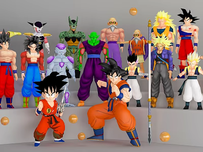 Dragon Ball Characters Action Figures With Various Forms And Hero Villain Designs 3d model