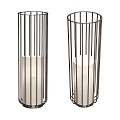 Modern Cylindrical Floor Lamp With Black Metal Frame And White Shade