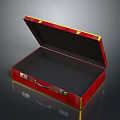 Open Red Box With Gold Trim And Black Interior Featuring Handle 3d model