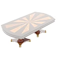 Elegant Wooden Dining Table With Carved Details And Golden Accent Legs