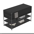 Modern Black Entryway Console Table with Metal Frame and Storage Shelves 3d model