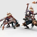 Game And Movie Characters With Decorative Armor Weapons And Dynamic Poses
