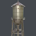 Rusted Metal Water Tower Architectural Component With Industrial Support Frame Design 3d model