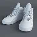 Sleek White High Top Shoes With Perforated Design And Metallic Accent Laces