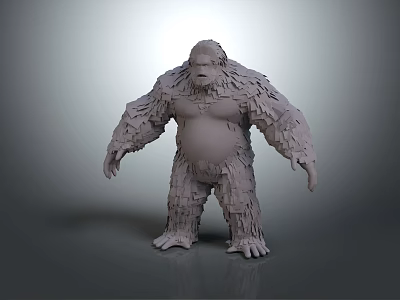 Giant Furry Creature 3D Model Standing Pose Character Design With Detailed Texture 3d model