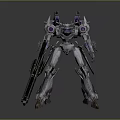 Futuristic Mech Warrior Robot With Detailed Armor And Long Weapon Structure