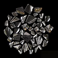 Stylish Circular Wall Decor With Irregular Geometric Glass Fragments On Black Background