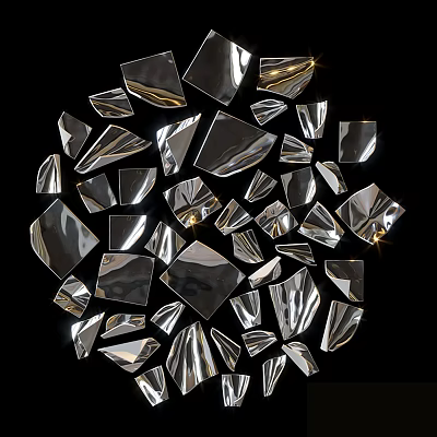 Stylish Circular Wall Decor With Irregular Geometric Glass Fragments On Black Background 3d model