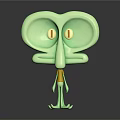 Adorable Light Green Aquatic Animal Cartoon 3D Model With Big Eyes And Long Nose